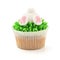 Easter bunny cupcake isolated on white