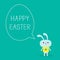 Easter bunny and dash line egg bubble. Card.
