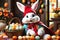 Easter Bunny Dressed in a Patchwork of Different Festive Costumes: Half Embodying the Playful Innocence of Various Celebrations