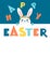 Easter Bunny ears. Easter poster and banner template with easter bunny. Greetings and presents for Easter Day in flat lay styling