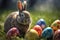 easter bunny and easter eggs, Colorful springtime, Sunny, Photo Bokeh