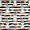 Easter Bunny, Easter pattern seamless. Easter rabbit wallpaper. Trendy striped background all objects are editable
