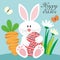 Easter bunny with egg. carrot and flower