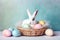 Easter Bunny with eggs in a basket. Generated by AI