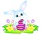 Easter Bunny with Eggs and Flowers