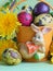 Easter bunny , eggs and flowers - Stock photos