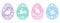 Easter bunny eggs set decorated with flowers and rabbits silhouettes. Easter eggs ornament in pastel colors.