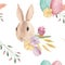 Easter Bunny Eggs Watercolor Pastel Spring Leaves Floral Seamless Patterns