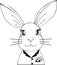 Easter Bunny hand draw line art, cute printable rabbit.