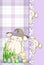 Easter bunny with hat on purple plaid