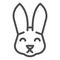 Easter bunny head line icon. Holiday decoration rabbit face silhouette outline style pictogram on white background
