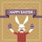 Easter Bunny Hipster Style Mustache Glasses Holding Egg