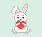 Easter bunny holding red heart, Vector illustration for poster, banner, sale, print, party