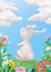 Easter Bunny in the meadow. Spring story. vector greeting card