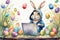 The Easter Bunny is a programmer. The Easter bunny is working at the computer. The hacker rabbit.