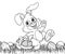 Easter Bunny Rabbit Eggs Basket Background Cartoon