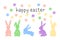 Easter bunny or rabbit in pastel color. Minimalist easter holiday characters. Vector illustration