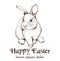 Easter Bunny rabbit Vector lineart. Cute spring card. Easter holiday greetings