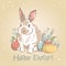 Easter bunny retro card