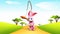 Easter Bunny running behind carrot