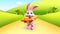 Easter Bunny running with big carrot