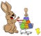 Easter bunny with shopping cart