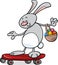 Easter bunny on skateboard cartoon