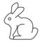 Easter bunny thin line icon. Holiday decoration rabbit silhouette outline style pictogram on white background. Happy