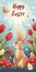 Easter Bunny and Tulips Festive Illustration