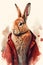 Easter Bunny wearing a fashionable stylish long red leather jacket created with generative AI technology