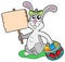 Easter bunny with wooden sign