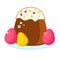 Easter cake with colored eggs. Easter food clip art