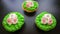 Easter Cakes. Symbolize The Easter Bunny, Which Is Hidden In The Grass, And Outside Protrude Paws And Tail