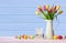 Easter - Calendar Date With Decorated Eggs And Tulips
