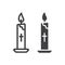 Easter candle line and glyph icon, easter