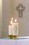 Easter candle welcomes the light of the holy spirit