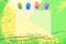 Easter card. Multicolored Easter eggs and verba