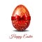 Easter card with red Easter egg tied of red ribbon