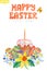 Easter card.Watercolor Spring floral group,eggs