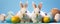 Easter celebration with playful bunnies and colorful egg decorations in nature