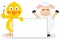 Easter Chick & Lamb with Blank Banner