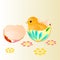 Easter chicken hatched from Easter eggs vector