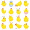 Easter chicks. Spring baby chicken, cute yellow chick and funny chickens isolated cartoon vector illustration set