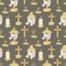 Easter Christian Cross Seamless pattern. Catholic Church floral cross with flowers and eggs fabric design background