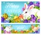 Easter Christian holiday greetings, eggs and bunny