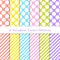 Easter Color Candy Stripes and Jumbo Polka Dot Vector Seamless Patterns.