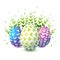Easter color decorated eggs on white background for Your greeting card design