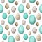 Easter colored and quail eggs seamless pattern