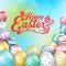 Easter colorful eggs with design Green Blue Creative Background