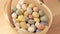 Easter colorful quail eggs rotating